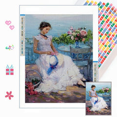 DIY Diamonds Painting Seaside Wedding Dress for Women