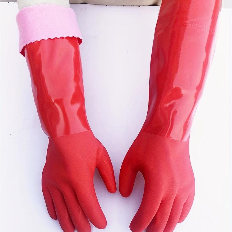 Long Durable Cleaning Gloves Warm Wear-Resistant Latex Protective Gloves