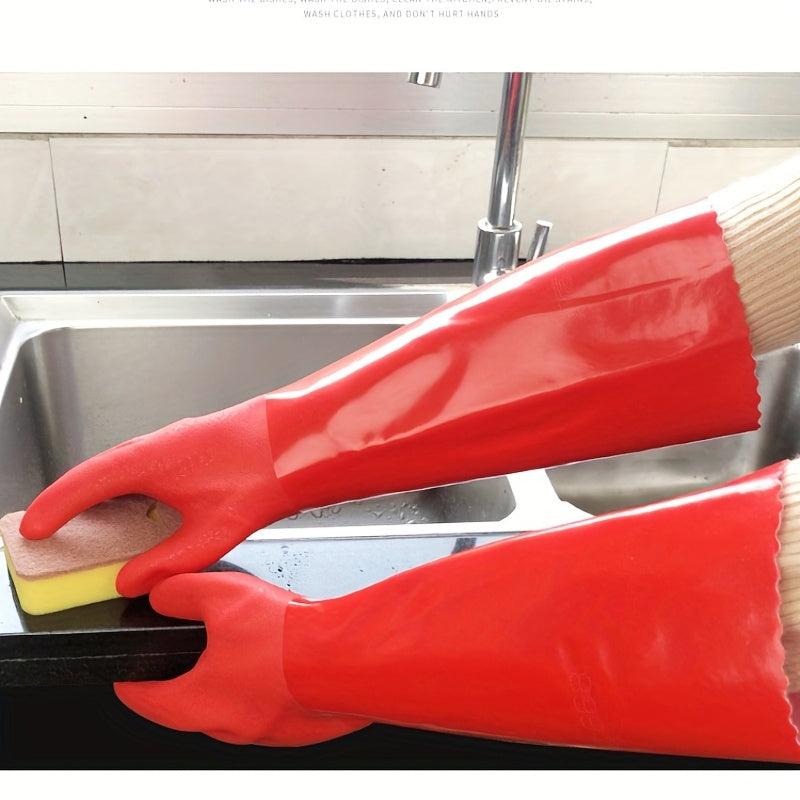 Long Durable Cleaning Gloves Warm Wear-Resistant Latex Protective Gloves