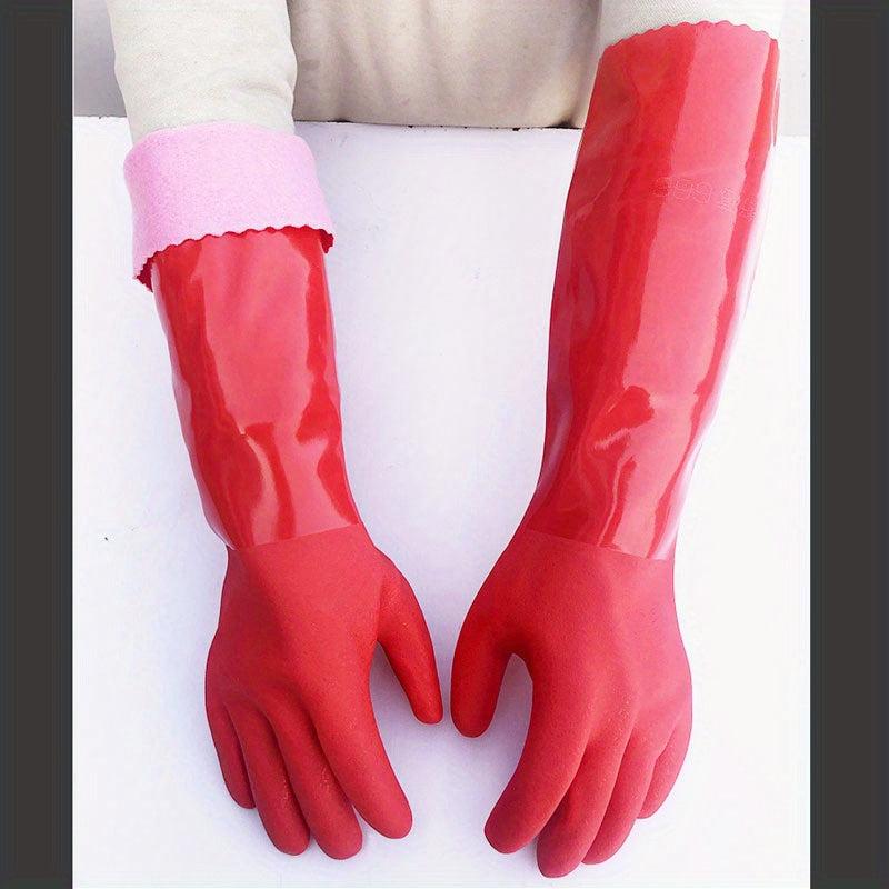 Long Durable Cleaning Gloves Warm Wear-Resistant Latex Protective Gloves