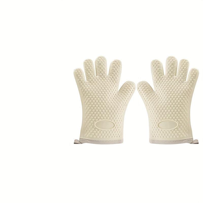 1pair Silicone Anti-scalding Gloves Heat Resistant Kitchen Baking Gloves