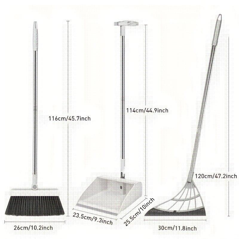 Upright Broom Dustpan Squeegee Combo Set 45 Long Handle Home Kitchen Office Lobb