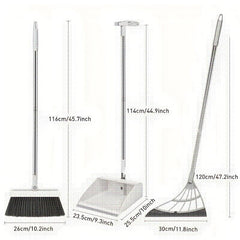 Upright Broom Dustpan Squeegee Combo Set 45 Long Handle Home Kitchen Office Lobb