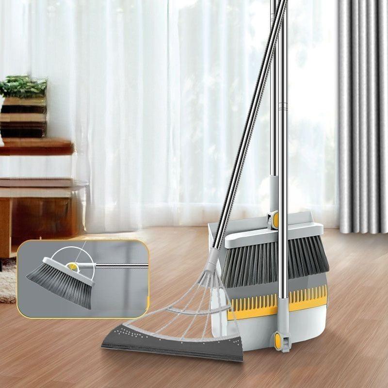 Upright Broom Dustpan Squeegee Combo Set 45 Long Handle Home Kitchen Office Lobb