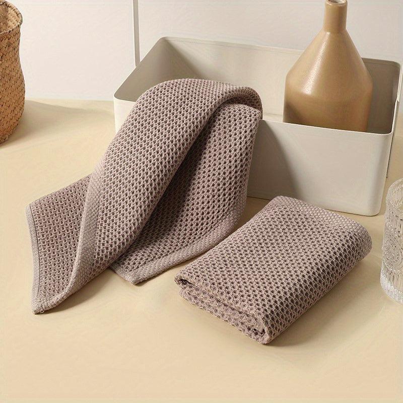 2pcs Rag Square Towel Rag Wipe Hand Towel Tea Towel Honeycomb Absorbent