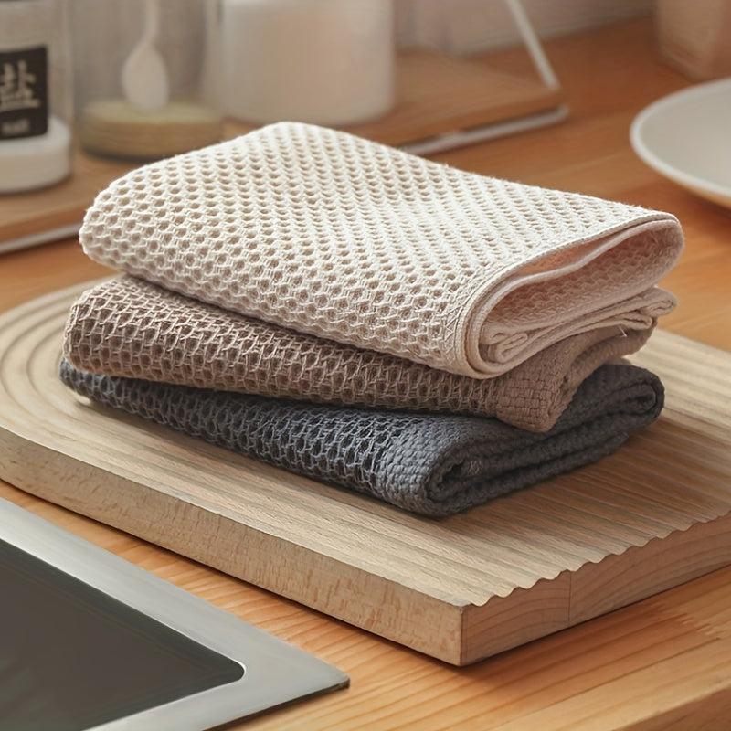 2pcs Rag Square Towel Rag Wipe Hand Towel Tea Towel Honeycomb Absorbent