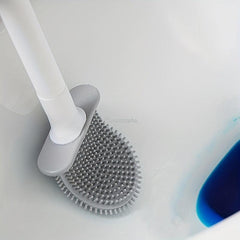 Toilet Brush & Holder Set Wall Mounted Flexible Long Handle Bathroom Cleaning