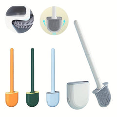 Toilet Brush & Holder Set Wall Mounted Flexible Long Handle Bathroom Cleaning