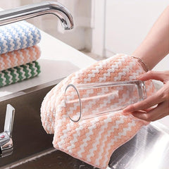 Kitchen Cleaning Rag Coral Fleece Dish Washing Cloth Absorbent Scouring Pad