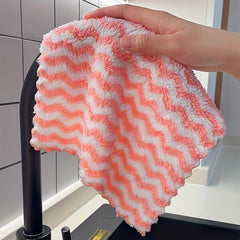 Kitchen Cleaning Rag Coral Fleece Dish Washing Cloth Absorbent Scouring Pad