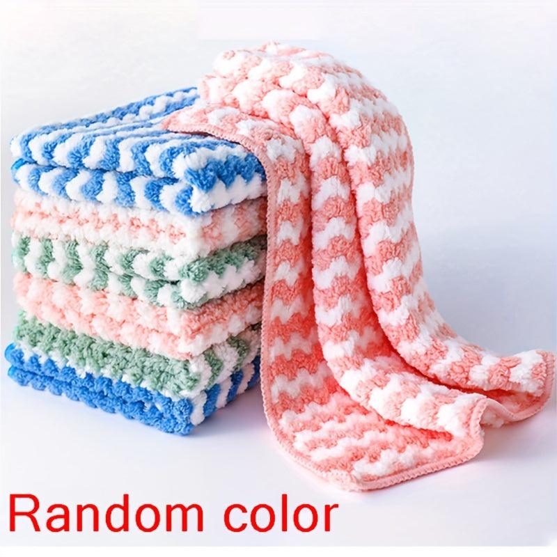 Kitchen Cleaning Rag Coral Fleece Dish Washing Cloth Absorbent Scouring Pad