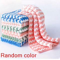 Kitchen Cleaning Rag Coral Fleece Dish Washing Cloth Absorbent Scouring Pad