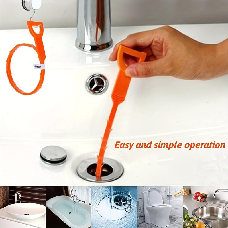 5pcs Sewer Dredging Hook Drain Clog Remover Plastic Hair Catcher