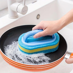 Sponge Cleaning Brush with Handle for Kitchen Stove Range Hood Sink