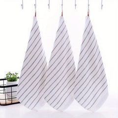 3 Grey/Striped Kitchen Towels 14x14 Soft & Absorbent for Dishes/C