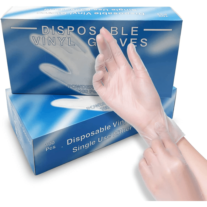 100pcs Disposable Vinyl Gloves Clear Vinyl Gloves Universal Size