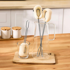 Sponge Bottle Dish Brush Stainless Steel Handle Non Scratch Cleaner