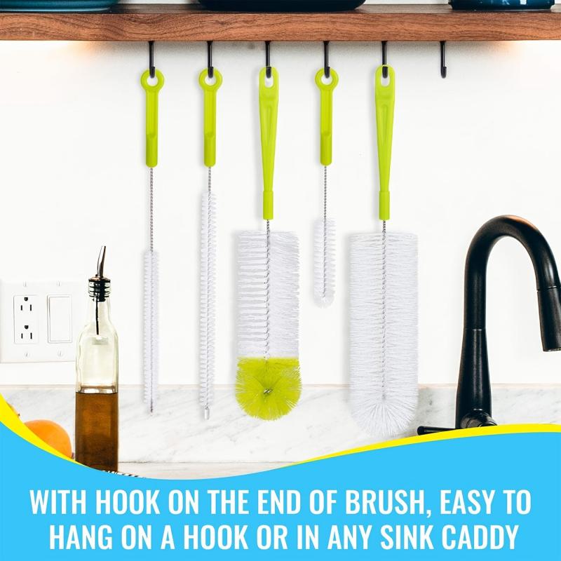 5pcs Bottle Cleaning Brush Set Long Handle Cleaner for Narrow Neck Beer Bottles