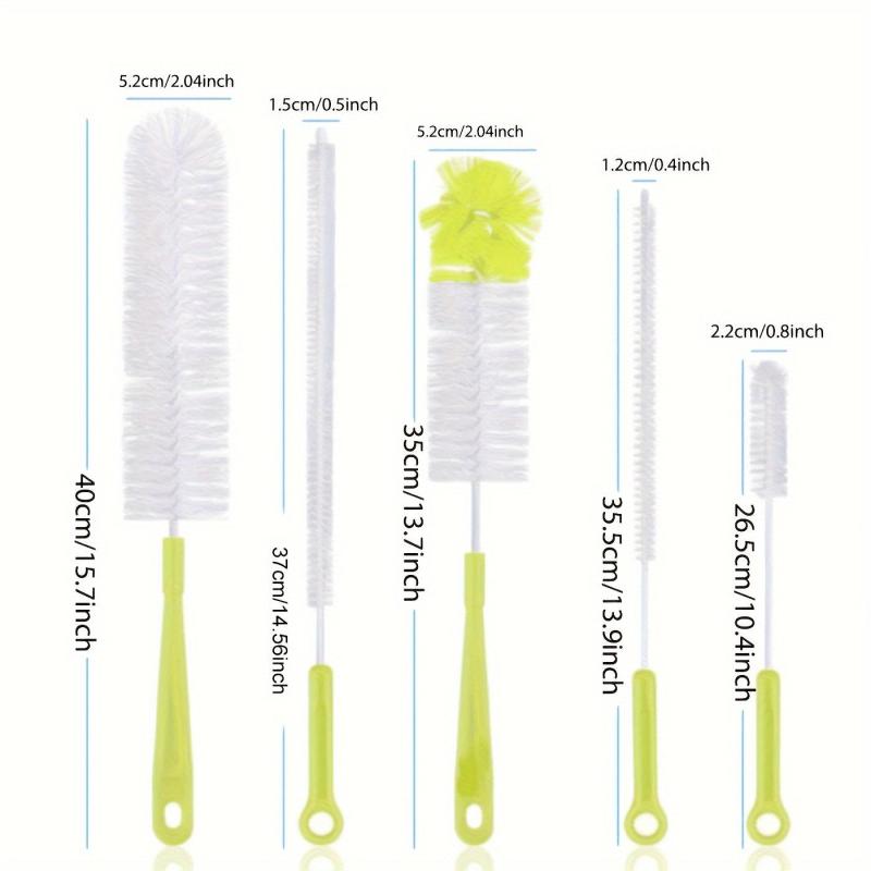 5pcs Bottle Cleaning Brush Set Long Handle Cleaner for Narrow Neck Beer Bottles