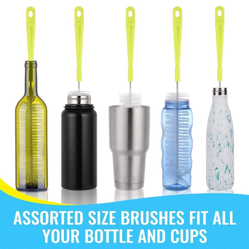 5pcs Bottle Cleaning Brush Set Long Handle Cleaner for Narrow Neck Beer Bottles