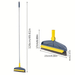 2 in 1 Long Handle Broom & Cleaner Removable Wiper for Floor Tile Corner Gaps