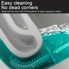 Silicone Toilet Brush Set Wall Mounted with Long Handle