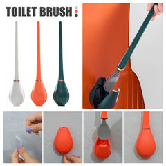 Silicone Toilet Brush Set Wall Mounted with Long Handle