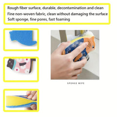4pcs Cartoon Cat Microfiber Sponge Brush for Kitchen Bathroom Furniture