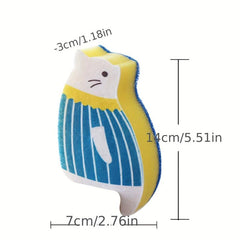 4pcs Cartoon Cat Microfiber Sponge Brush for Kitchen Bathroom Furniture