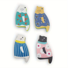 4pcs Cartoon Cat Microfiber Sponge Brush for Kitchen Bathroom Furniture