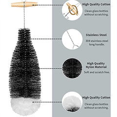 2pcs Bottle Brush Set Nylon Bristles for Cleaning Soda Glass Bottles & Carafes