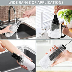 2pcs Bottle Brush Set Nylon Bristles for Cleaning Soda Glass Bottles & Carafes