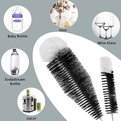 2pcs Bottle Brush Set Nylon Bristles for Cleaning Soda Glass Bottles & Carafes