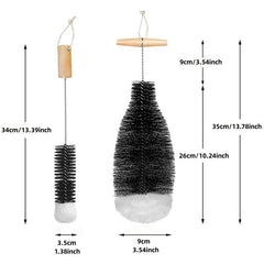2pcs Bottle Brush Set Nylon Bristles for Cleaning Soda Glass Bottles & Carafes