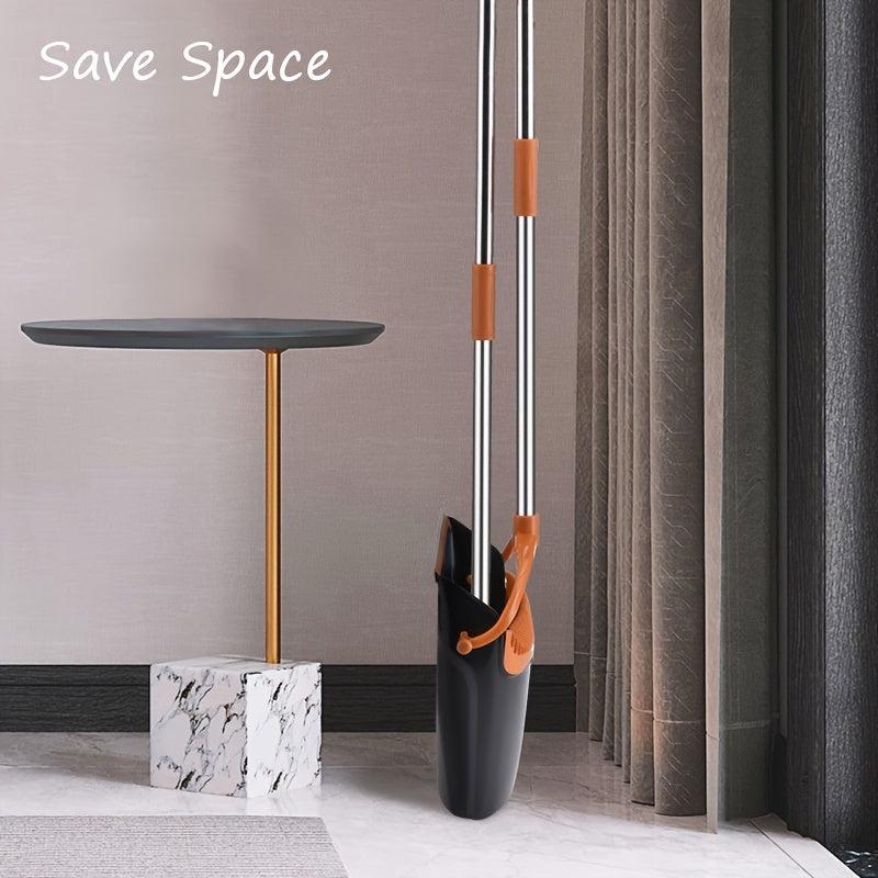 Upright Dustpan & Broom Combo Set with Self Cleaning System