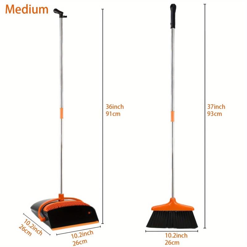Upright Dustpan & Broom Combo Set with Self Cleaning System