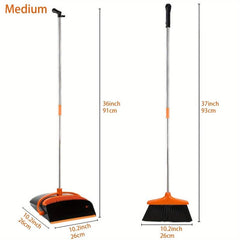 Upright Dustpan & Broom Combo Set with Self Cleaning System