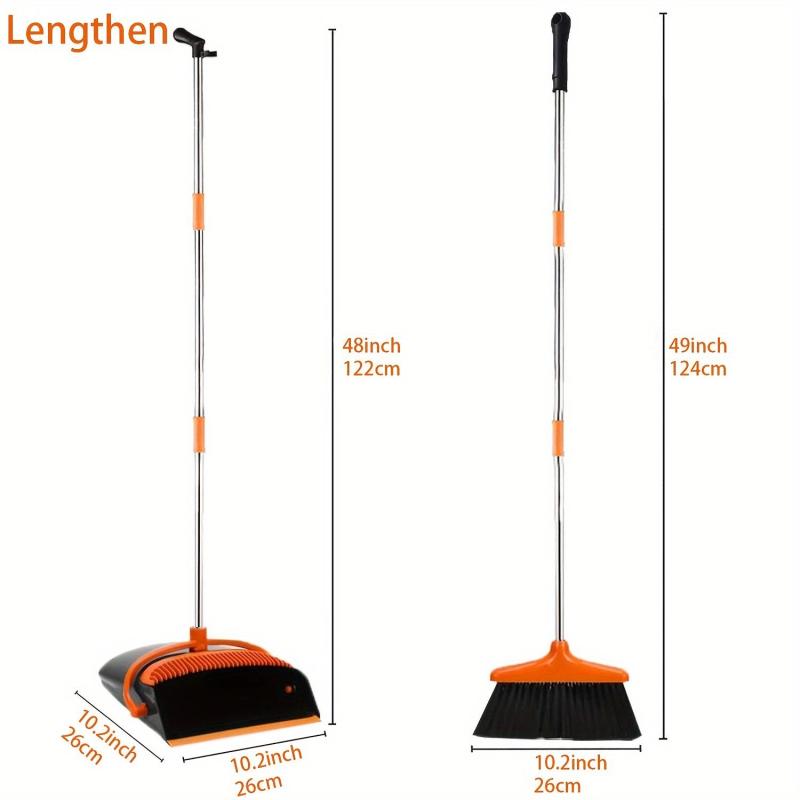 Upright Dustpan & Broom Combo Set with Self Cleaning System
