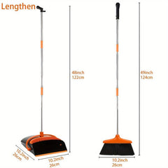 Upright Dustpan & Broom Combo Set with Self Cleaning System