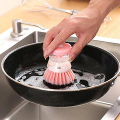 Pot Brush With Soap Dispenser Kitchen Cleaning Brush