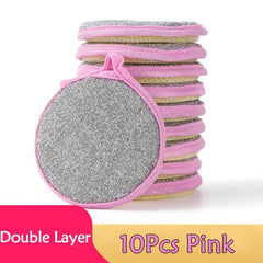 10pcs Double Sided Scouring Pad Kitchen Cleaning Sponge