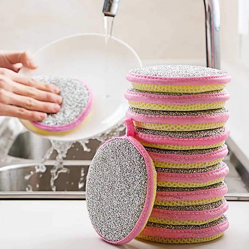 10pcs Double Sided Scouring Pad Kitchen Cleaning Sponge