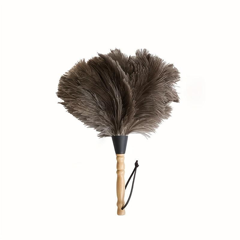 Natural Ostrich Feather Duster Wooden Handle Dust Duster Household Dusting Brush
