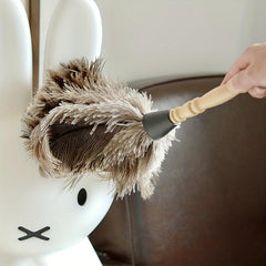 Natural Ostrich Feather Duster Wooden Handle Dust Duster Household Dusting Brush
