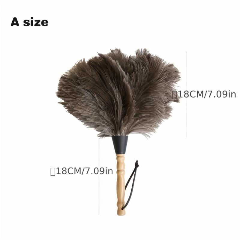 Natural Ostrich Feather Duster Wooden Handle Dust Duster Household Dusting Brush