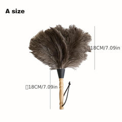 Natural Ostrich Feather Duster Wooden Handle Dust Duster Household Dusting Brush