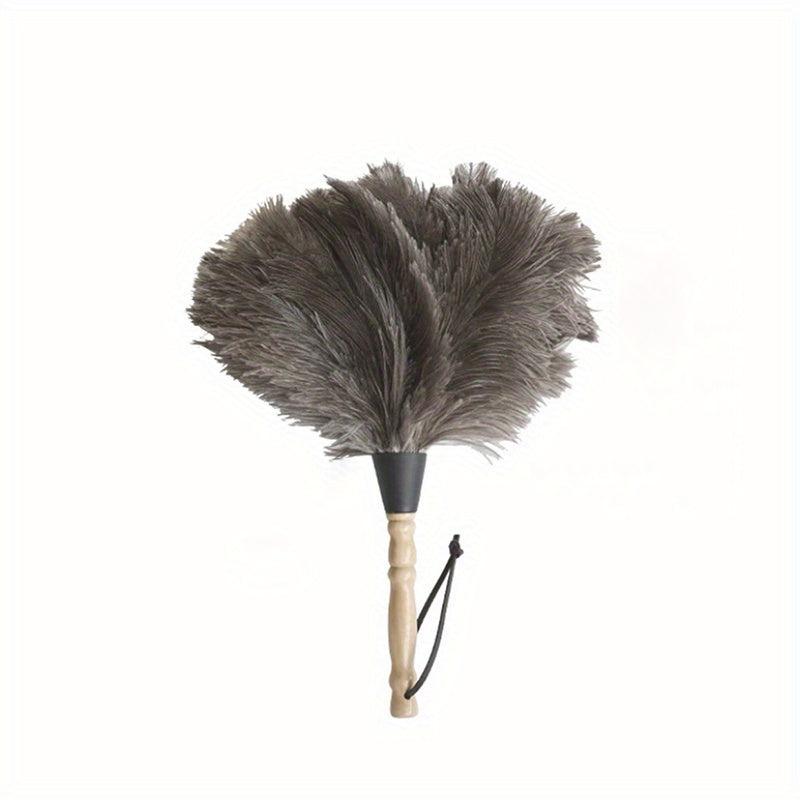 Natural Ostrich Feather Duster Wooden Handle Dust Duster Household Dusting Brush