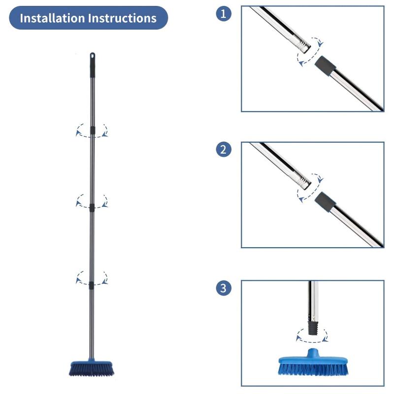 Adjustable Floor Cleaning Brush w/Long Handle Scrubber Grout Tub Tile Brush