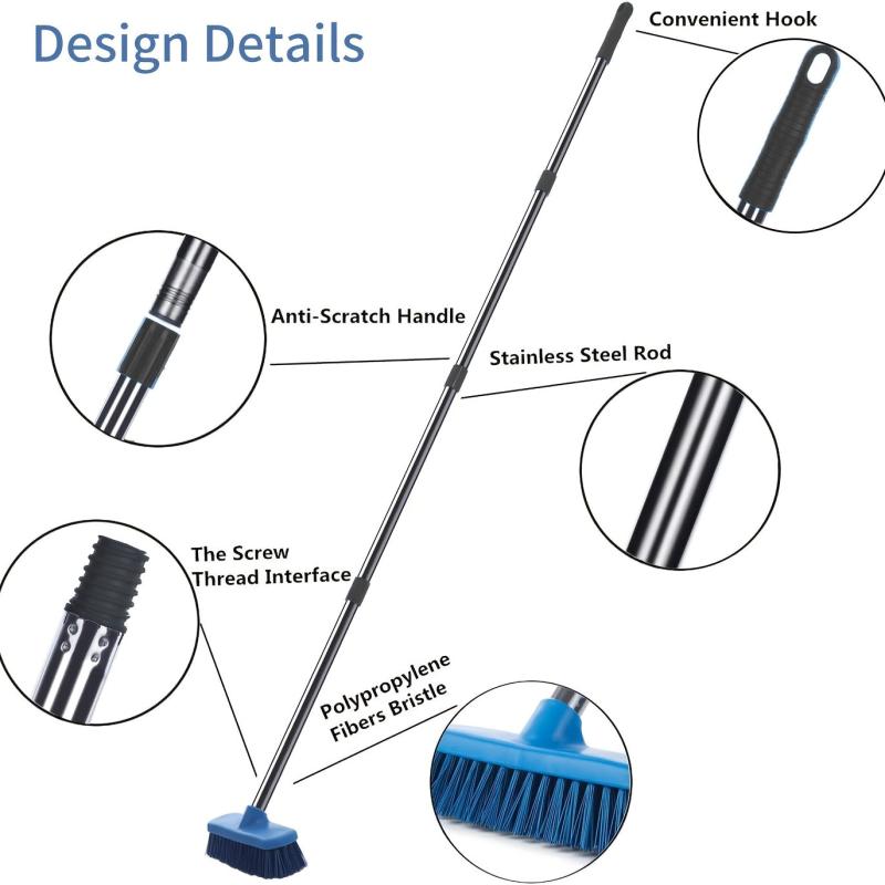 Adjustable Floor Cleaning Brush w/Long Handle Scrubber Grout Tub Tile Brush