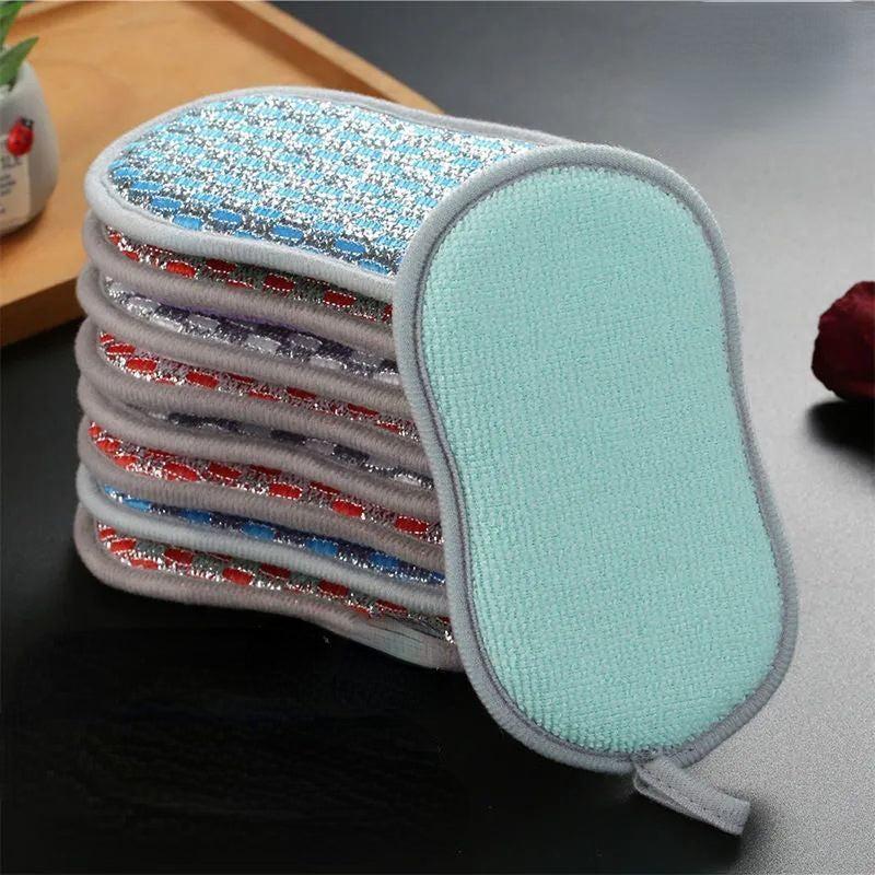 6pcs Kitchen Dishwashing Sponge Double-sided Cleaning Scouring Pad